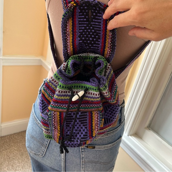 Pinzon Mexican woven mini backpack purple multi - Picture 8 of 14